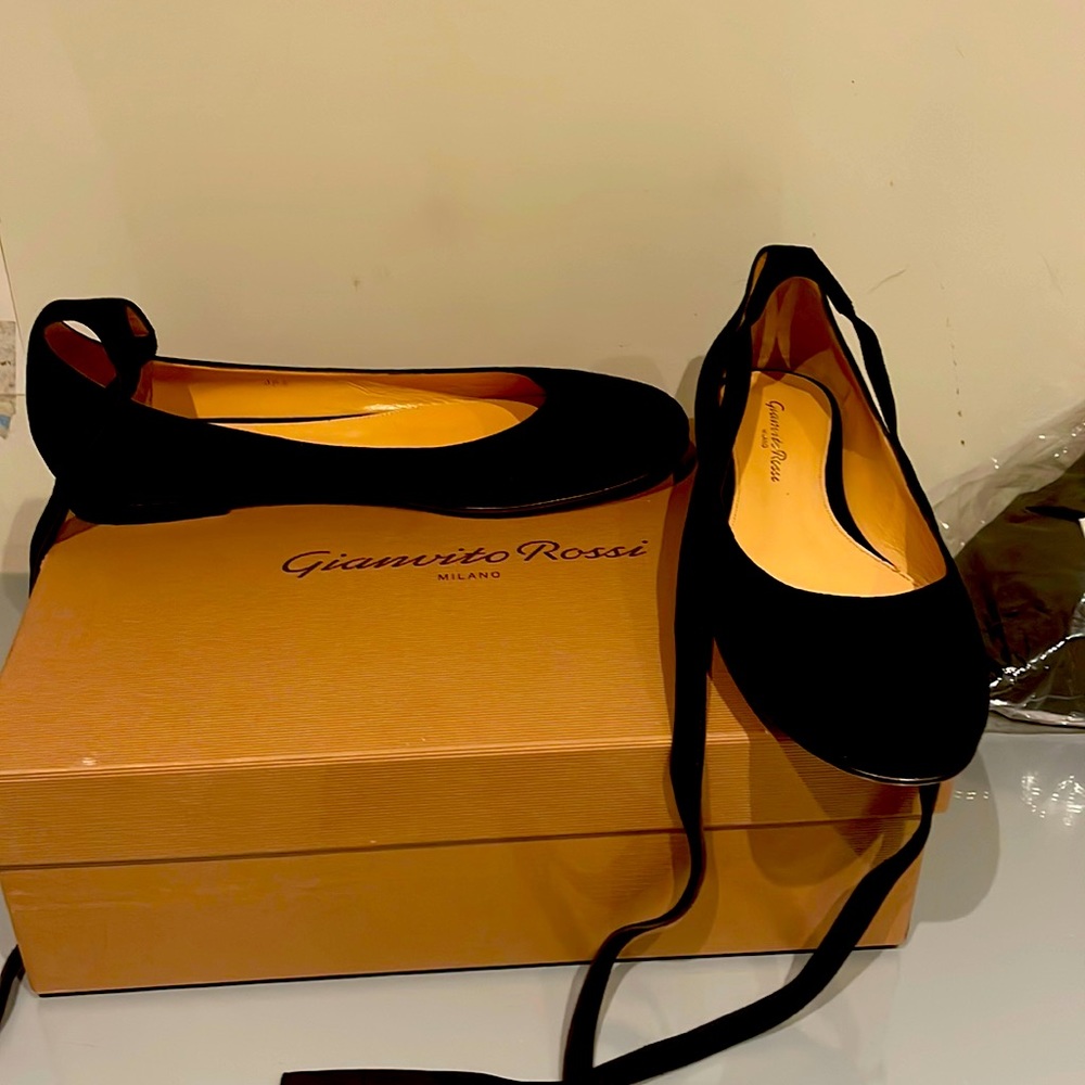Gianvito Rossi black brand new ballet flat slipper size 36.5 THIS IS A STEAL!